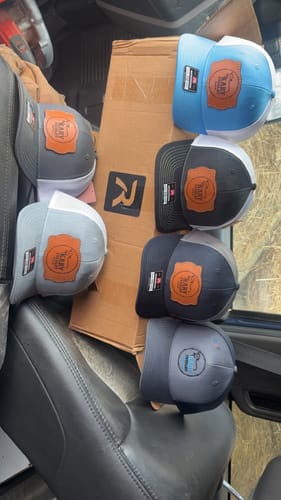 Customer photo review of Richardson 112 Genuine Leather Patch Hats Laser Engraved
