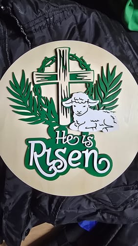 Customer photo review of Multilayer He is Risen wall panel laser cut svg file