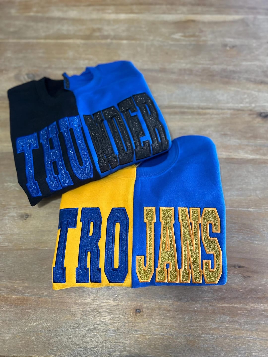 Customer photo review of Custom Glitter Embroidered Two Tone Sweatshirt