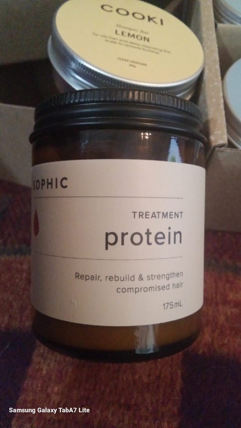 Customer photo review of SOPHIC Protein Hair Mask Treatment