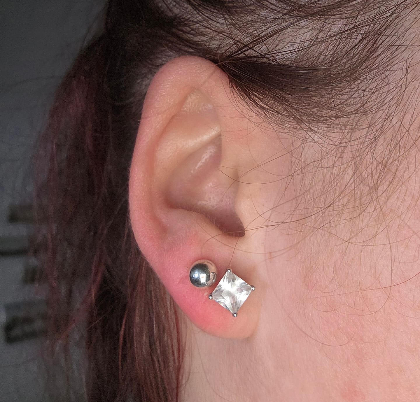 Customer photo review of Harper 18k White Gold Plated Ball Stud Earrings