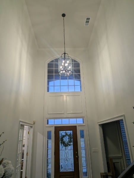 Customer photo review of Farmhouse Wide Clear Glass Cylinder Cage Pendant