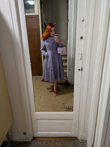 Customer photo review of Warm Purple Long Wool Coat Women 3256