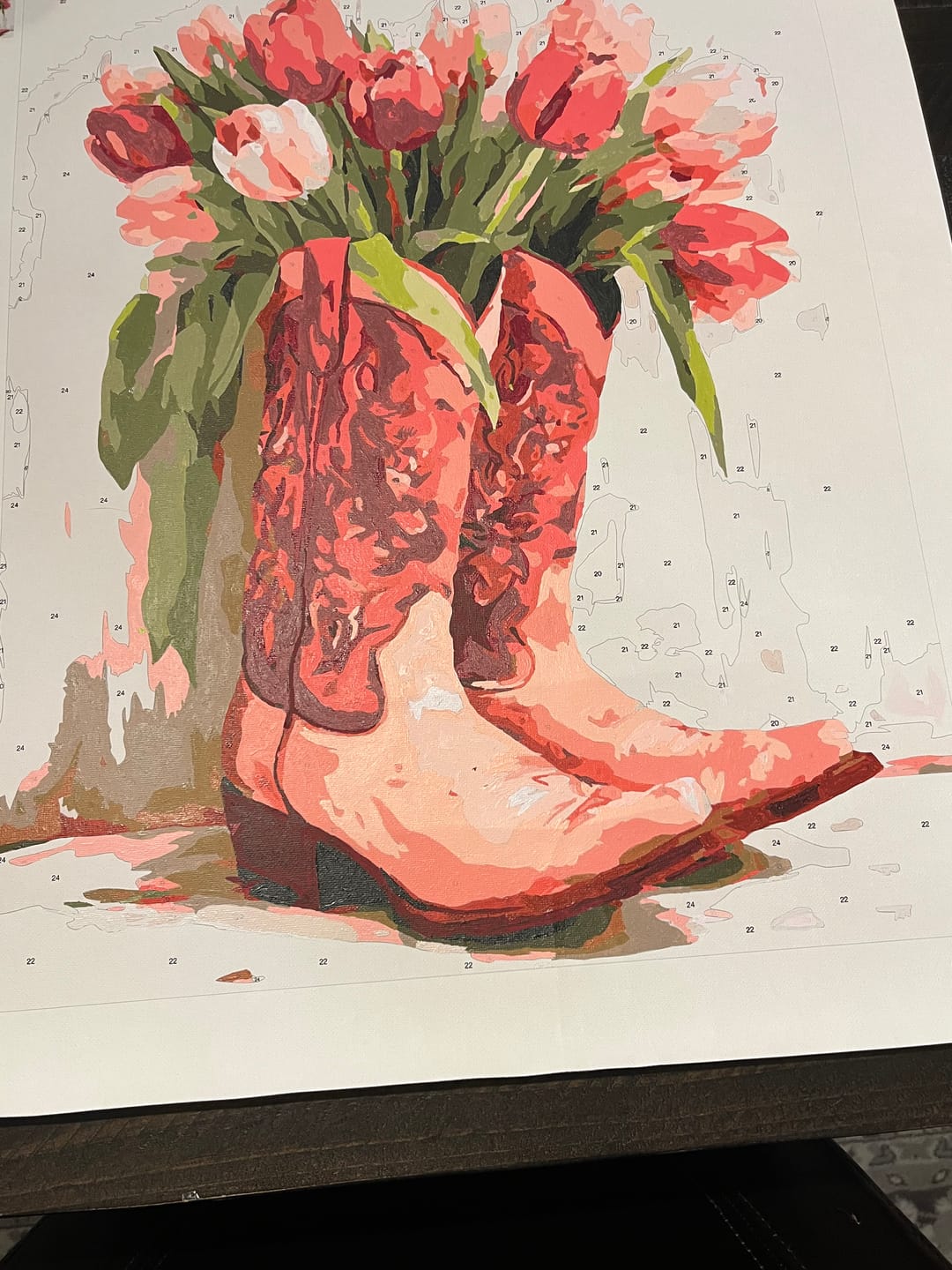 Customer photo review of A tulip cowgirl boots | Paint by Number