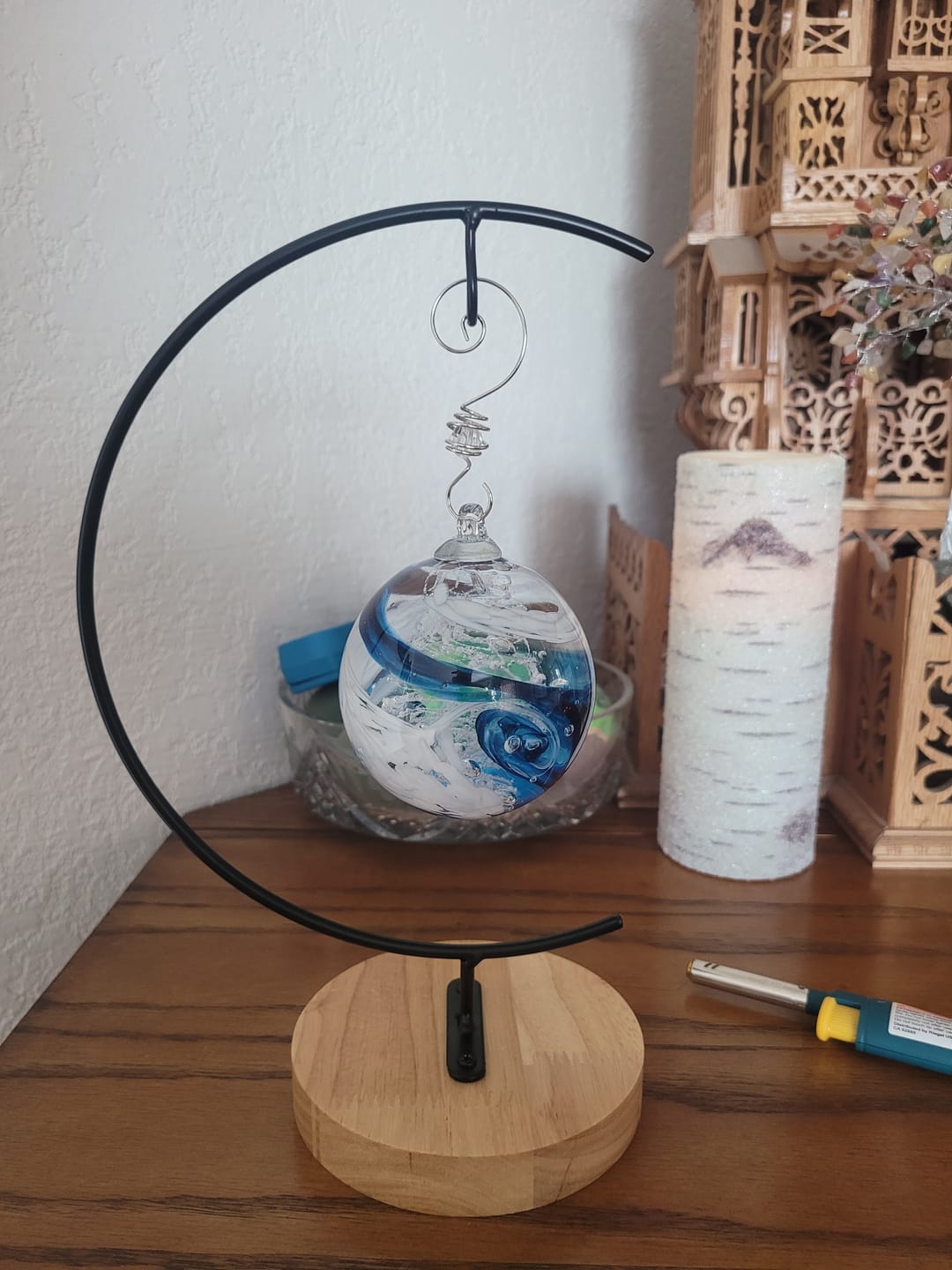 Customer photo review of Glimmer Orb with Cremation Ashes