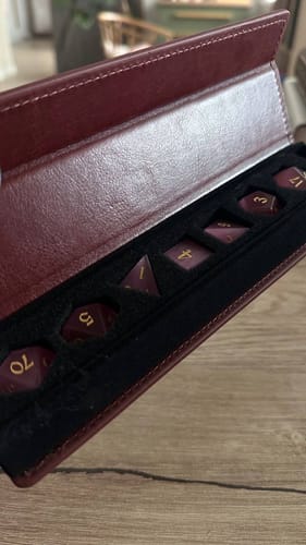 Customer photo review of Gemstone Rose Red Cats Eye Stone Hand Carved DND Dice Set