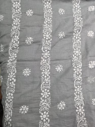 Customer photo review of Afsana Women's Lucknowi Handcrafted Kota Cotton Chikankari Unstitched Kurta And Dupatta Set - HONC0312637