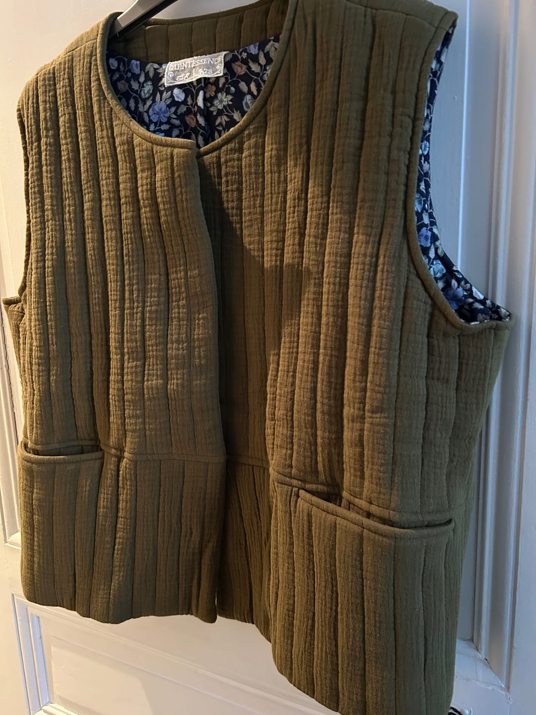 Customer photo review of Gilet Basile matelassé en double gaze de coton vert kaki