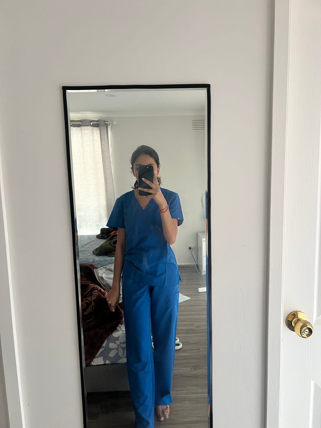 Customer photo review of FLORENCE Three Chest Pocket Scrub Top (Original SLTECH™ fabric) - Royal Blue