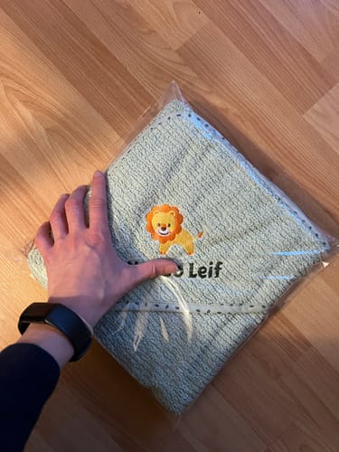 Customer photo review of Bio Baumwolle Kapuzenhandtücher mit Namen und Motiv