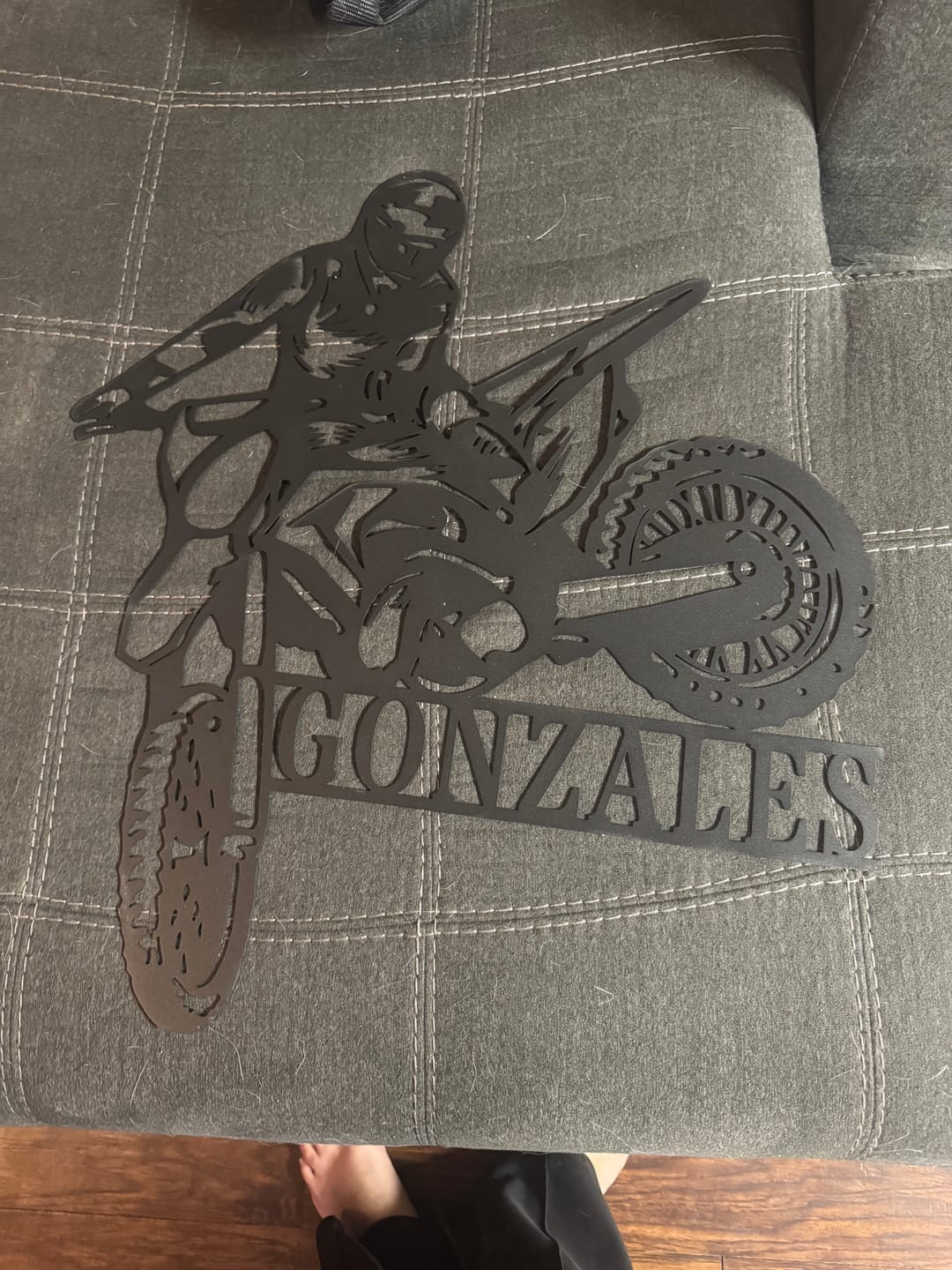 Customer photo review of Custom Dirt Biker Metal Wall Decor