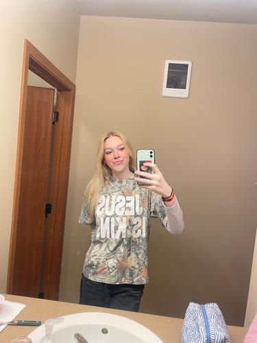Customer photo review of Pre-Order Jesus Is King Premium Tee