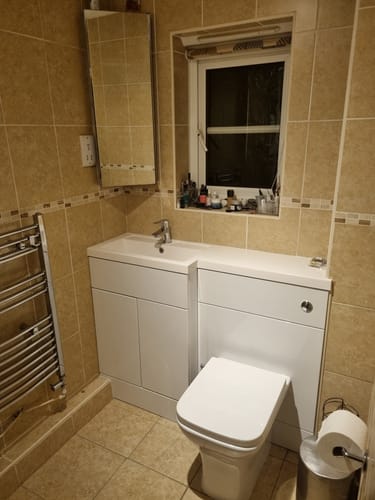 Customer photo review of Parkhouse 1200mm L Shape Combination Basin and WC Unit - Gloss White