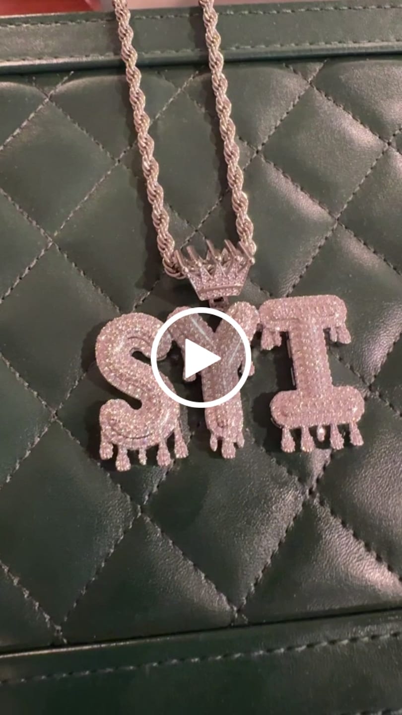 Customer video review of Custom Moissanite Drip Font Pendant - 925 Silver - D Colour - VVS1