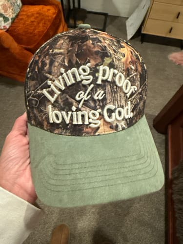 Customer photo review of Hat: Living Proof of a Loving God