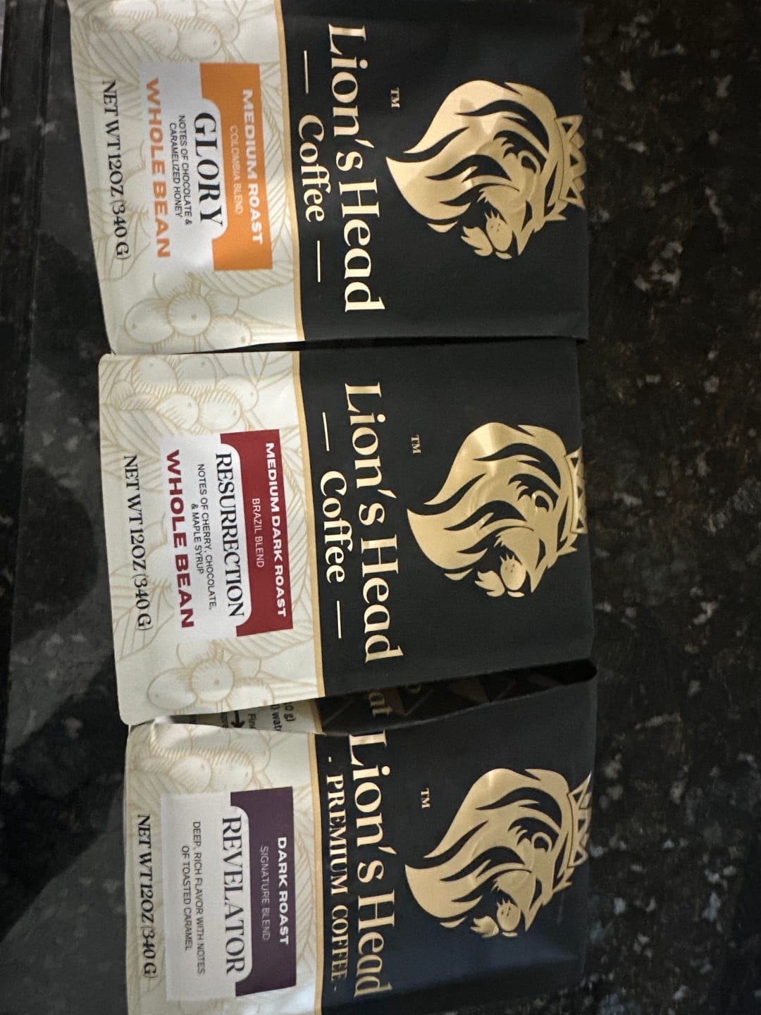 Customer photo review of Medium | Med/Dark | Dark | 3 - 12oz | Whole Bean or Ground