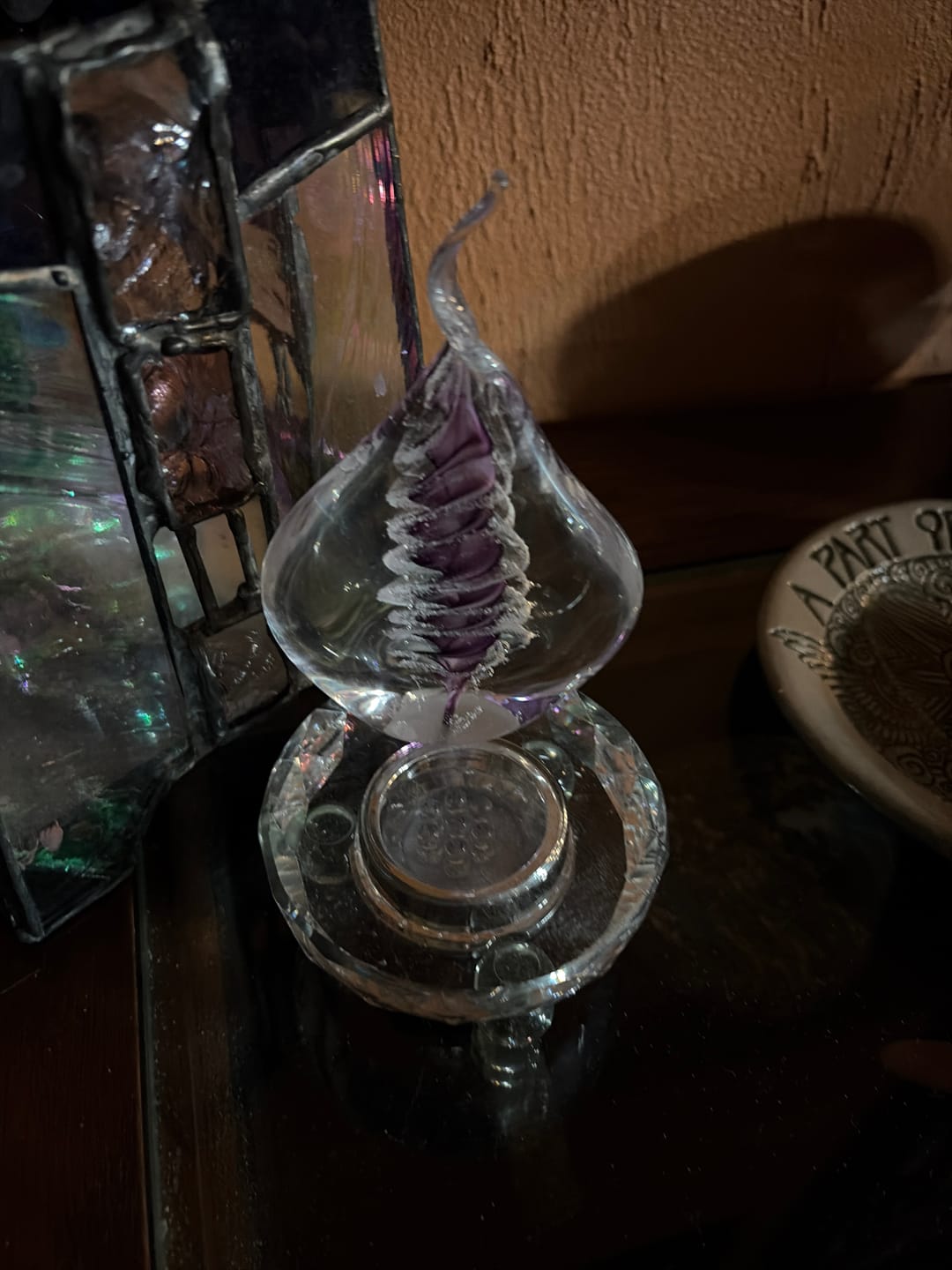 Customer photo review of Illuminated Memorial Glass Flame with Cremation Ashes