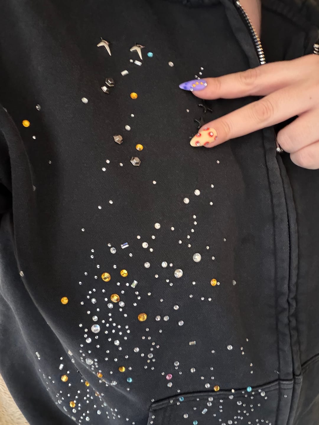 Customer photo review of Aelfric Eden Rhinestone Boxy Zip Up V302 Hoodie