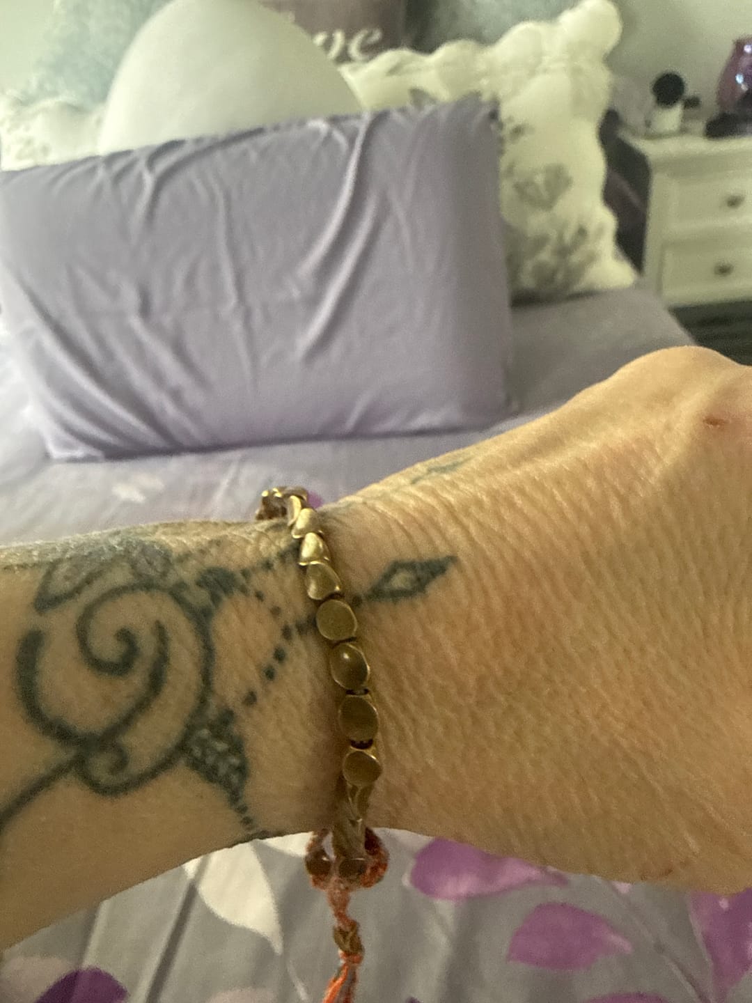 Customer photo review of Buddha Stones Tibetan Copper Beads Healing Luck Bracelet