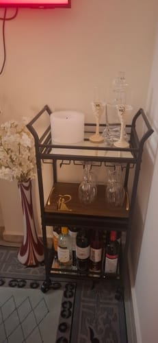 Customer photo review of Καρότσι Μπαρ Τρόλεϊ Κάβα Τραπεζαρίας με Καθρέφτη Βοηθητικό Τραπεζάκι Κουζίνας Χρυσό-Μαύρο LR-C091A62