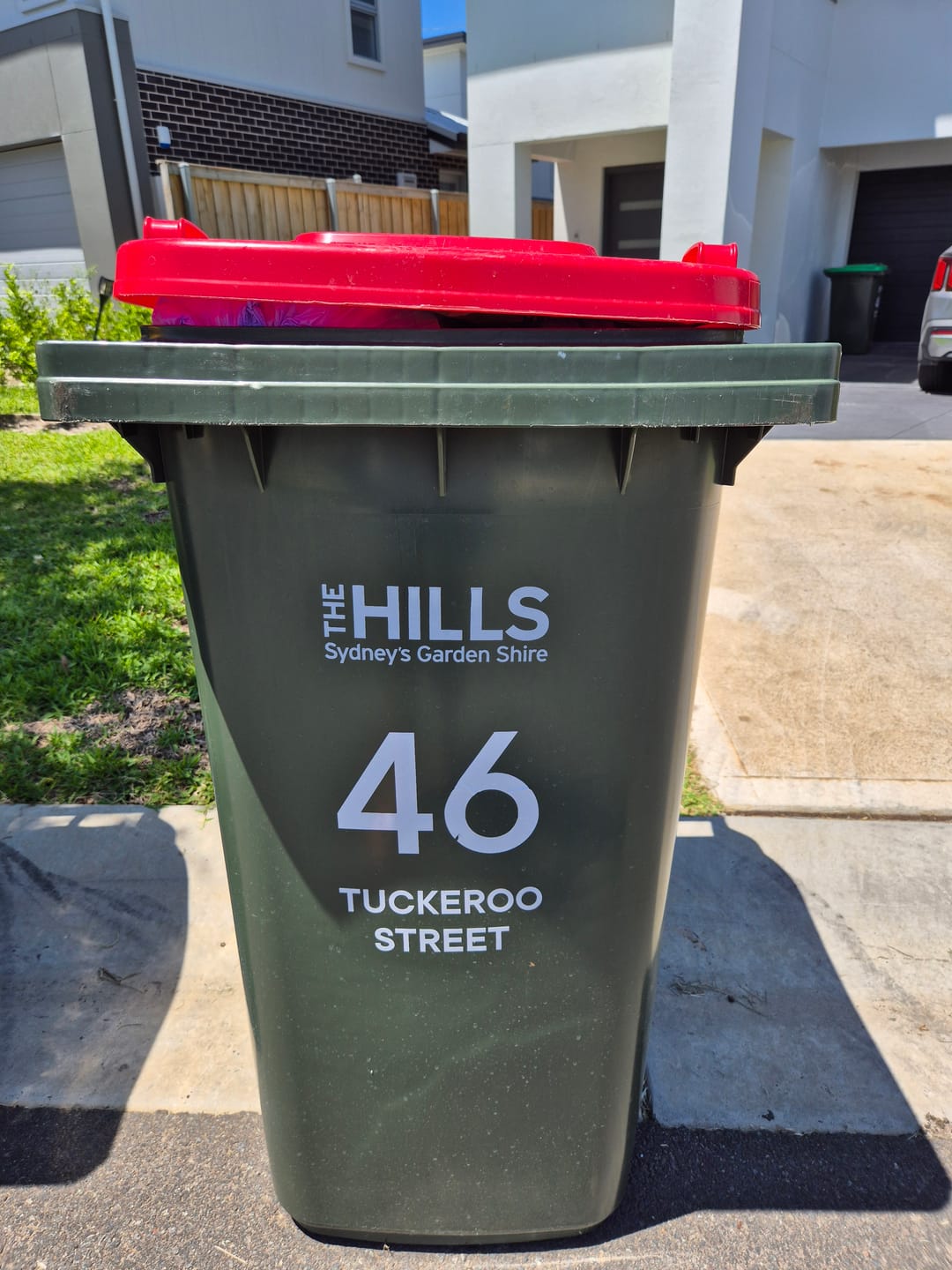 Customer photo review of Wheelie Bin Street Name & Number Sticker