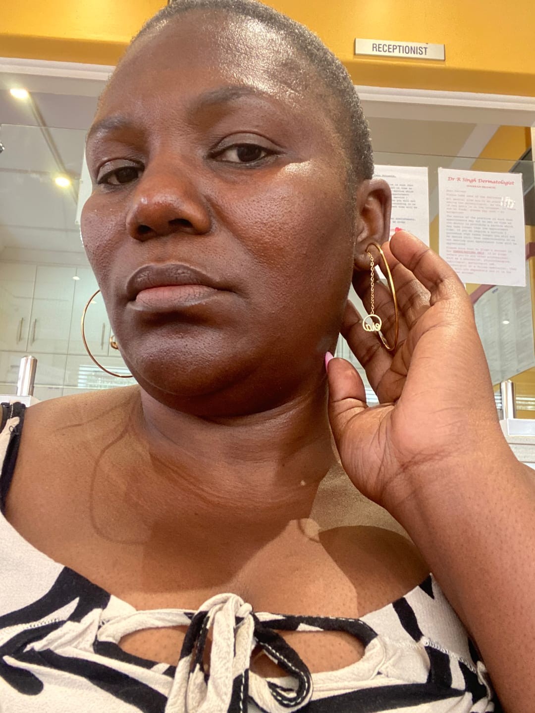 Customer photo review of Gold Era Drop Hoops
