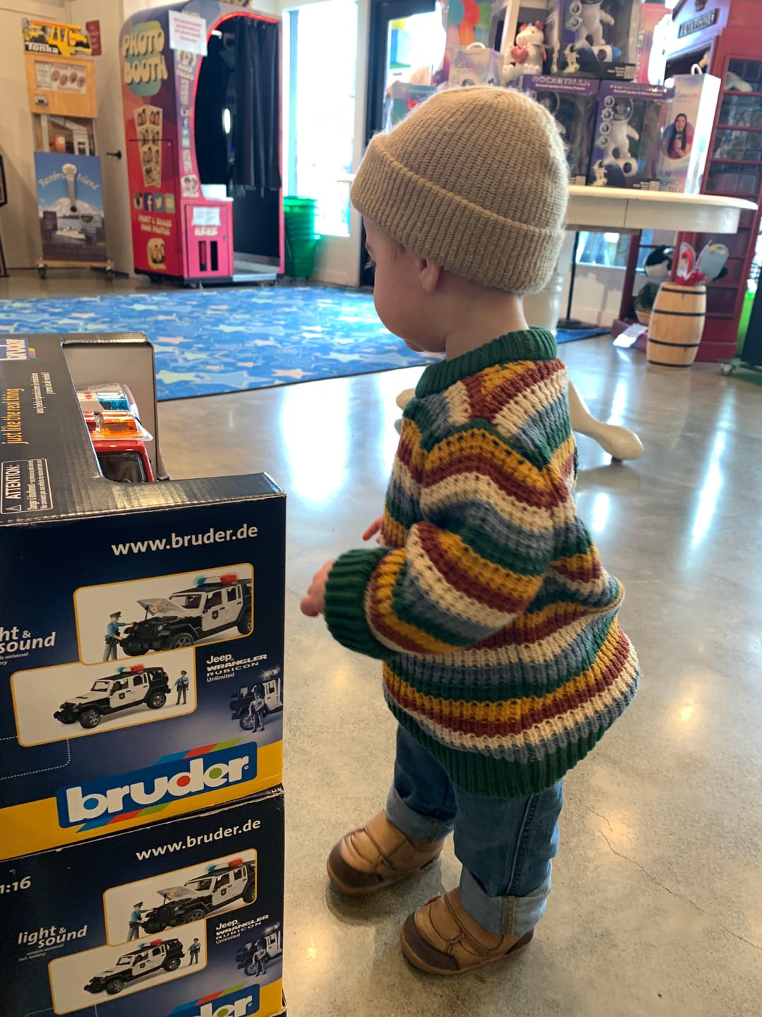 Customer photo review of Rainbow Waffle Snuggly Knitted Jumper