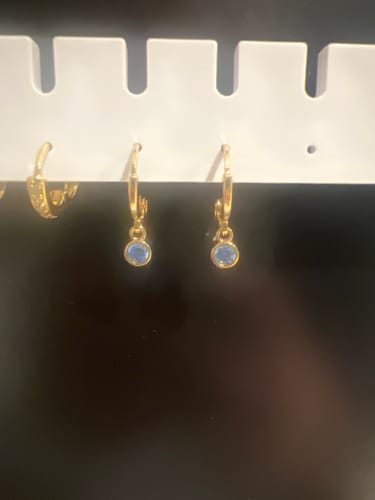 Customer photo review of Molly Gold Turqouise Huggie Hoops