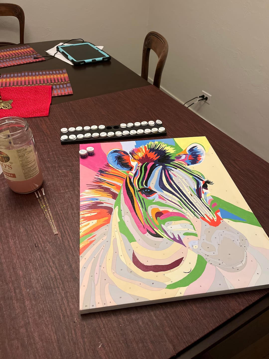 Customer photo review of Abstract Colorful Zebra | Paint by Numbers