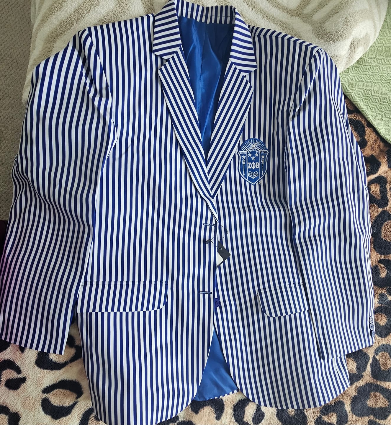 Customer photo review of Zeta White Striped Blazer