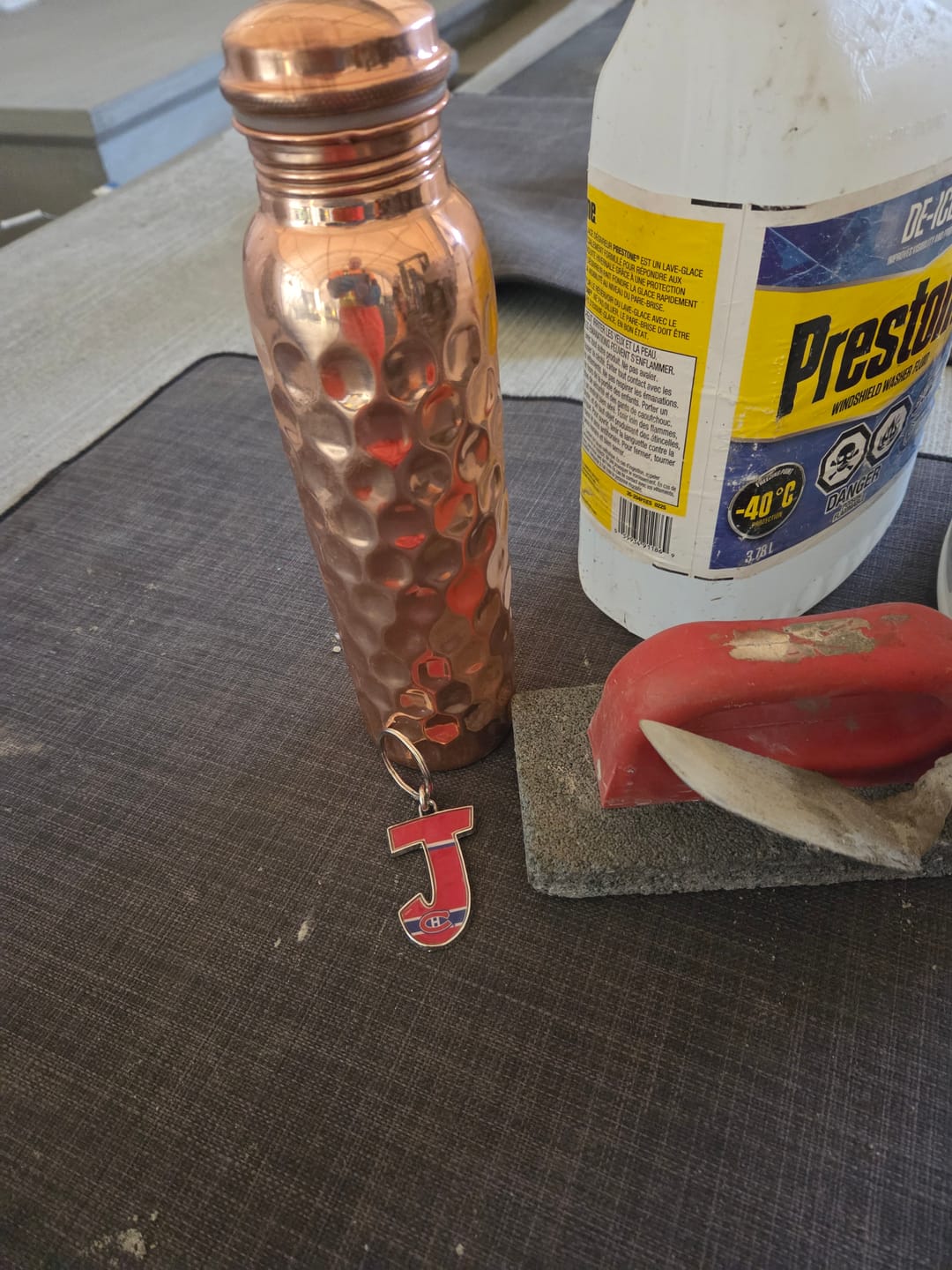 Customer photo review of Special Edition Diamond-Cut Honeycomb Copper Water Bottle | Textured Anti-Slip Grip