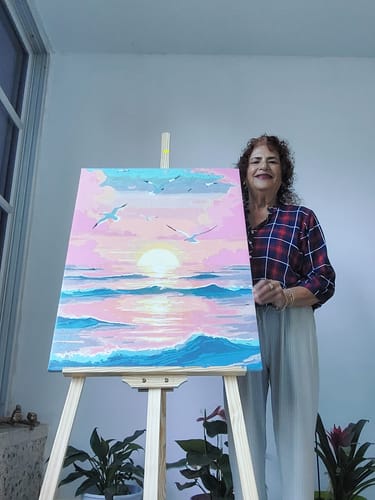 Customer photo review of ציור יהלומים - נרות ואורכידאות בלבן־סגול