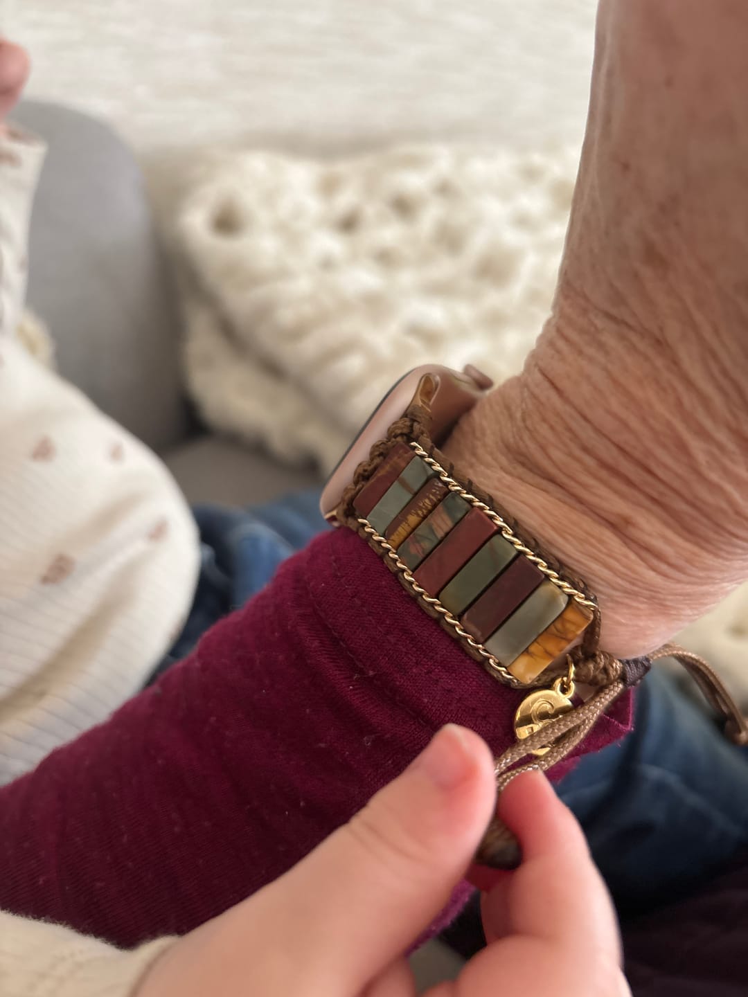 Customer photo review of Delicate Picasso Jasper Apple Watch Strap