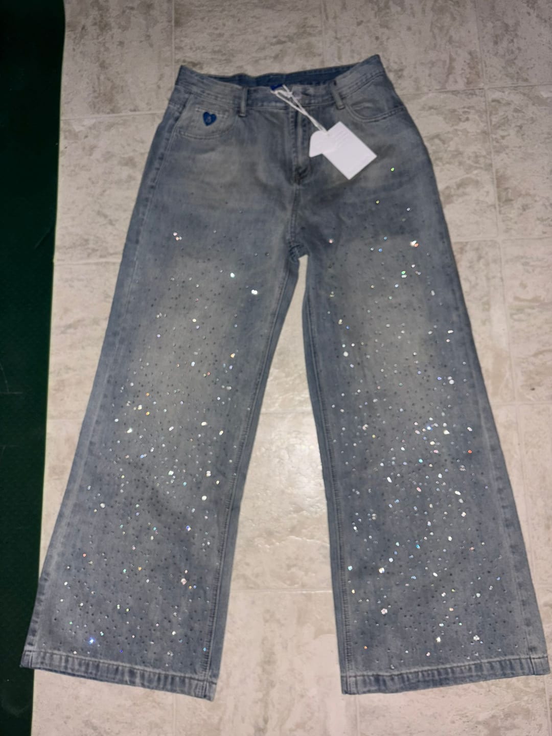 Customer photo review of Aelfric Eden Rhinestone Baggy Jeans