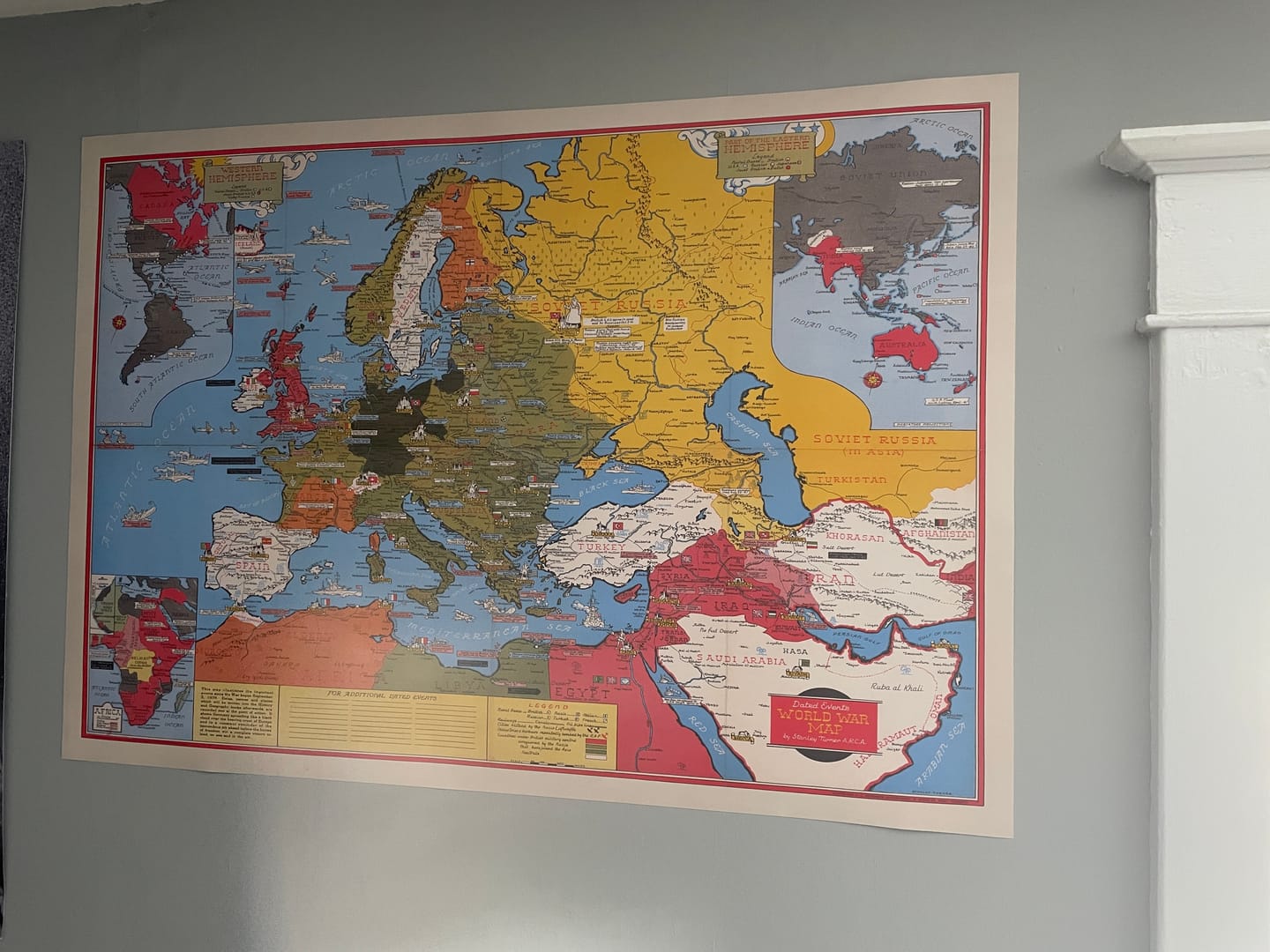 Customer photo review of Old World War 2 Map, 1942 by Stanley Turner  - "Dated Events" WW2 History Chart