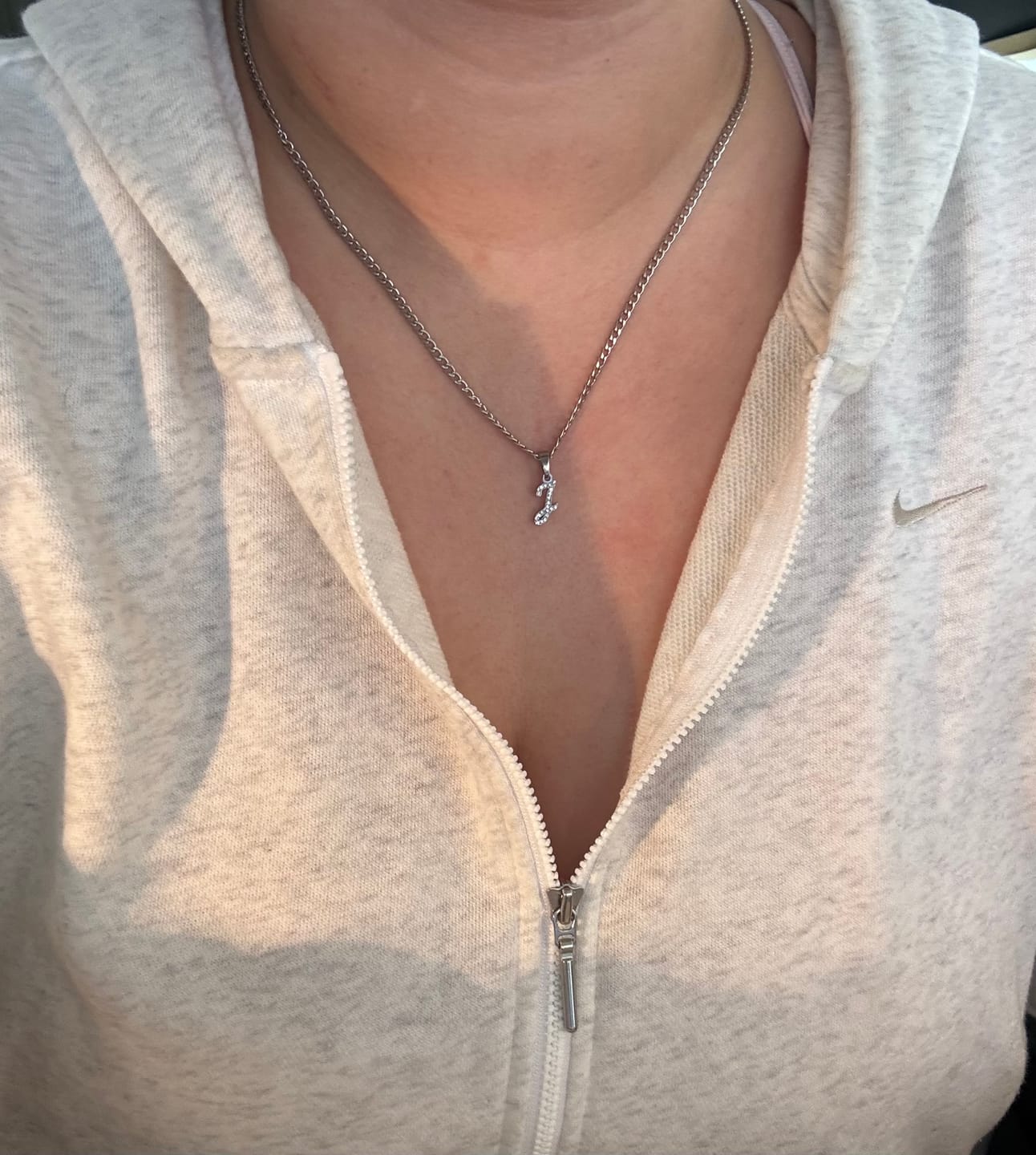 Customer photo review of Script Iced Letter Necklace