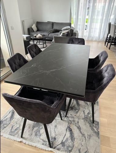 Customer photo review of Table à manger extensible MASDAR en céramique – 180 cm fermée / 260 cm ouverte