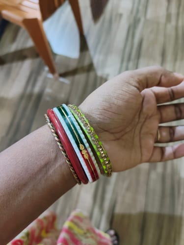 Customer photo review of Multi Crimson : Elegance Gold Bangle" (Pack of 1 Pair) (2 pis)