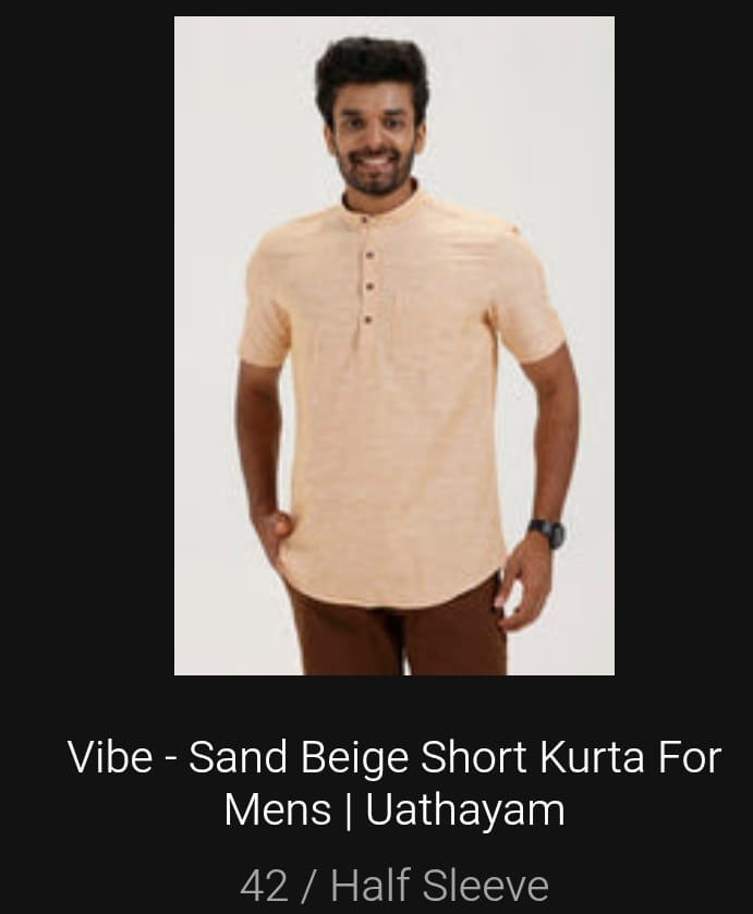 Customer photo review of Vibe - Sand Beige Short Kurta For Mens | Uathayam