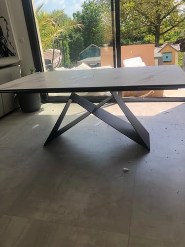 Customer photo review of Table à manger extensible MASDAR en céramique – 180 cm fermée / 260 cm ouverte