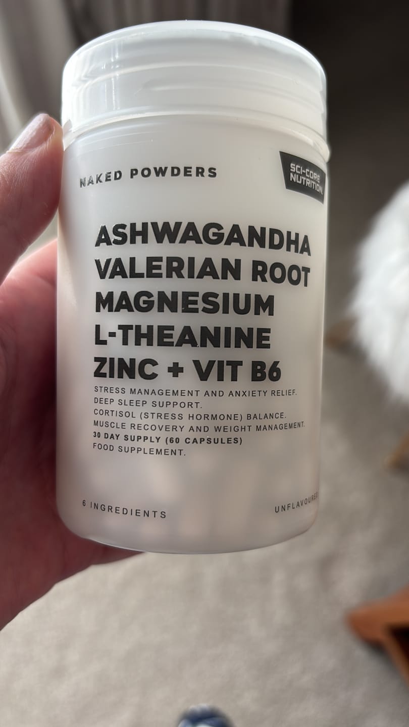 Customer photo review of Ashwagandha, Valerian Root, Magnesium, L-Theanine, Zinc, Vit B6 - 60 caps