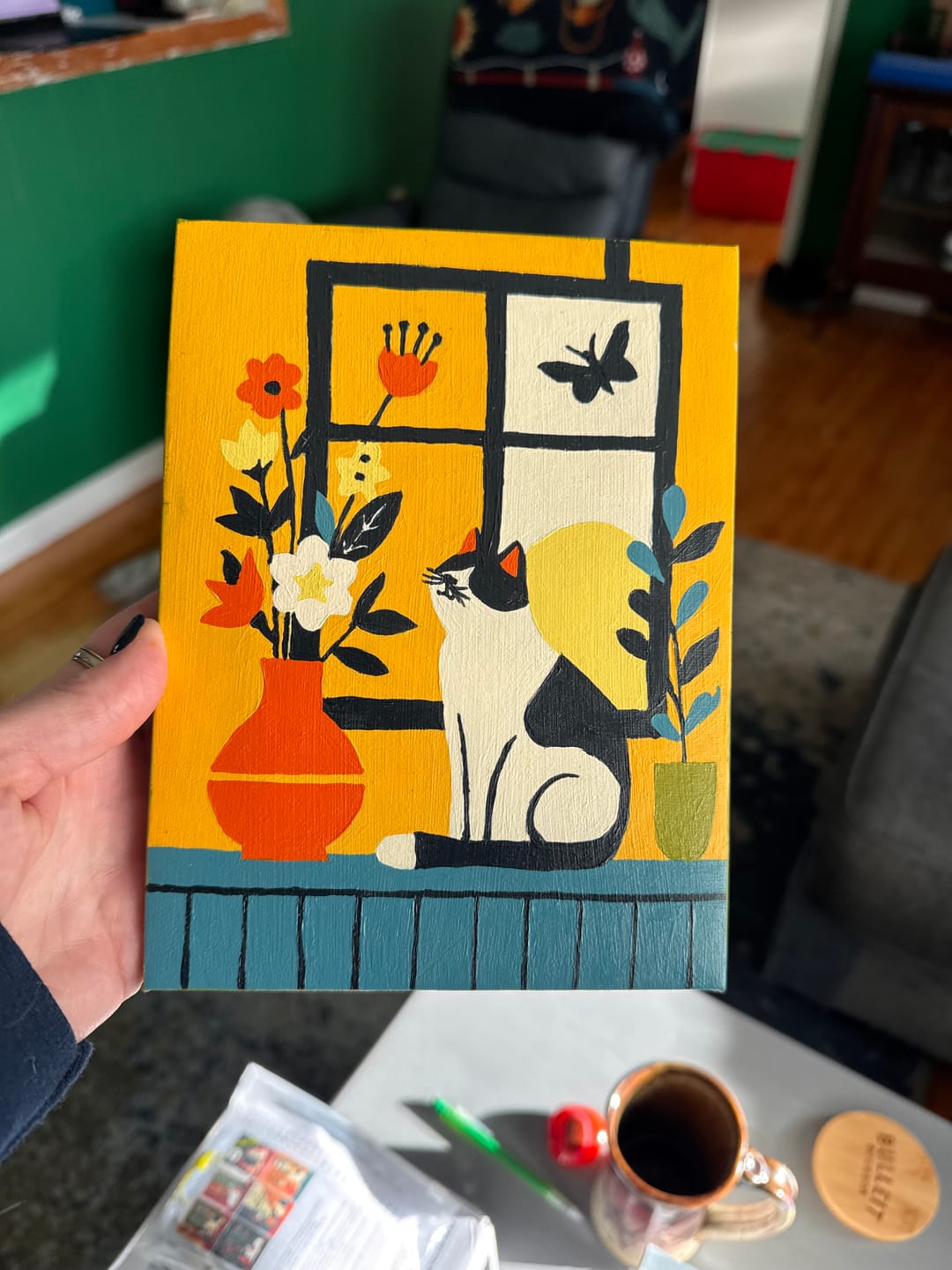 Customer photo review of 6 Mini Paintings | Cats at the Window Set