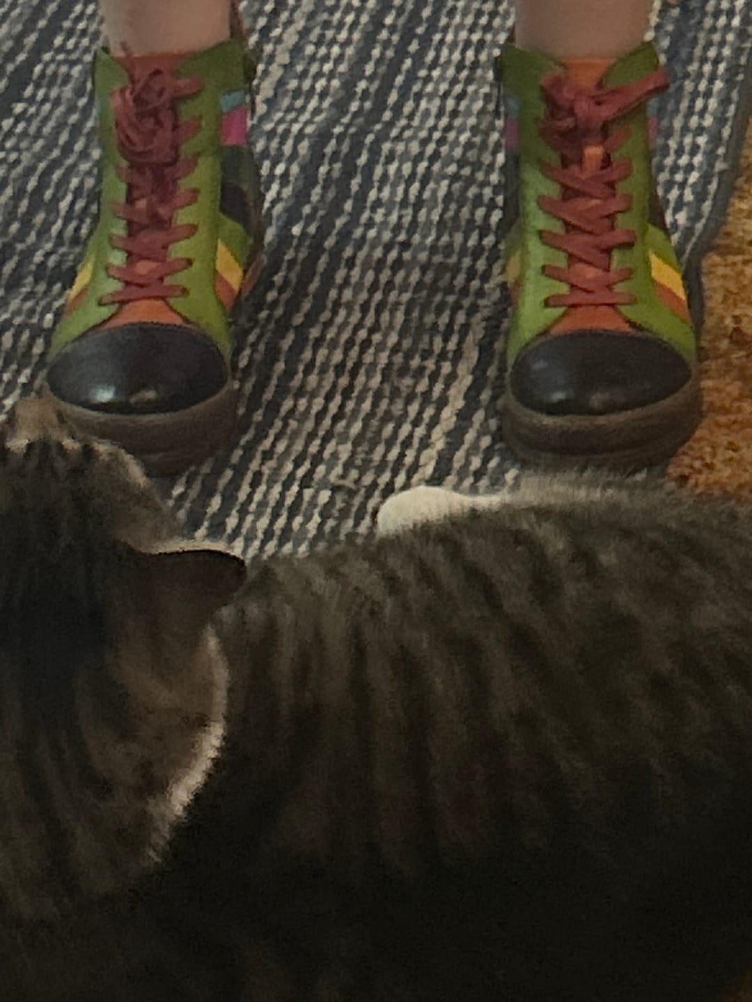 Customer photo review of Retro Hand-polished Rainbow Ankle Boots