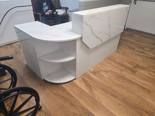 Customer photo review of Minimalist Modern L-shaped Reception Desk