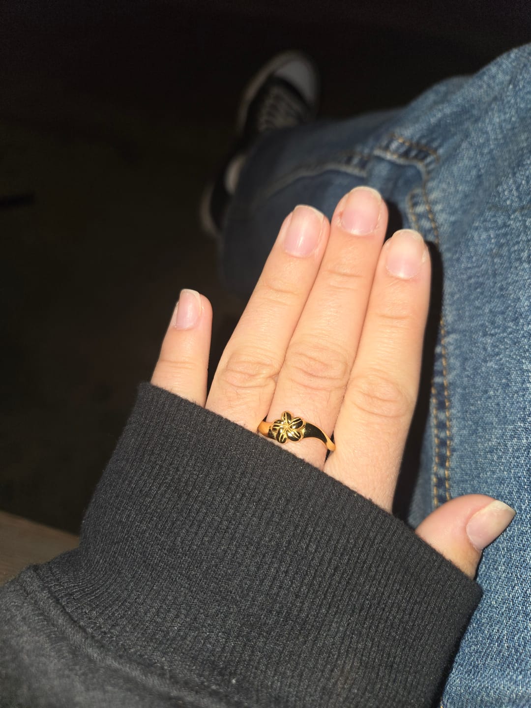 Customer photo review of Cowrie Plumeria Ring
