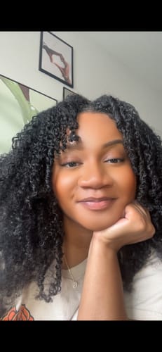 Customer photo review of CurlyMe 3 In 1 Half Wig Afro Kinky Curly Glueless Install Half Wig With Draw-string Beginner Friendly