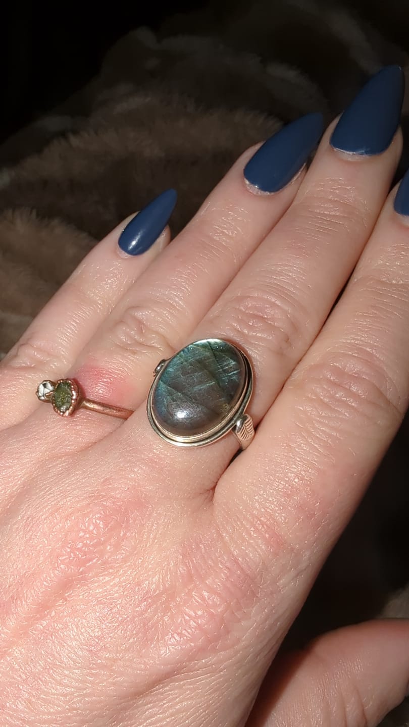 Customer photo review of Labradorite Leaf Ring Sterling Silver