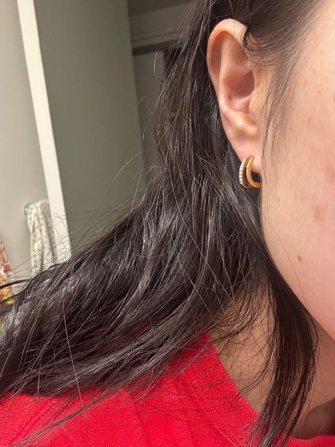 Customer photo review of 18K Gold & Crystal Claw Earrings