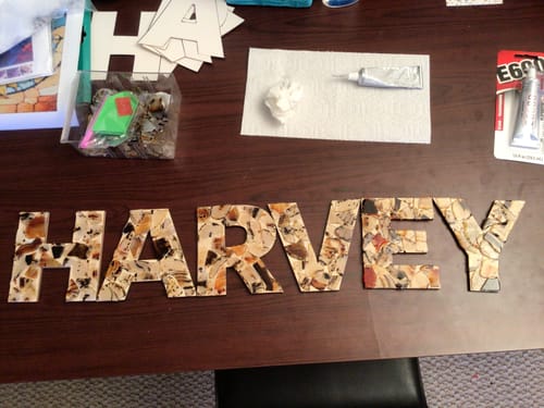 Customer photo review of Unfinished Wood Block Letter E - Craft - up to 46" DIY