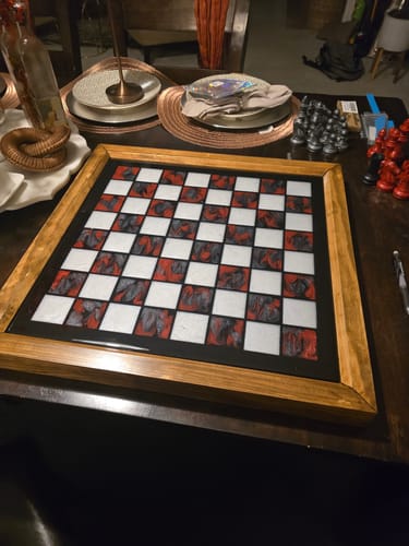 Customer photo review of 18x18x1.5" Full Size Deep Chess Board Silicone Mold With 1.75" Squares